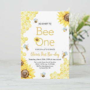 Sweet To Bee One First Bee Day Birthday Party Invitation