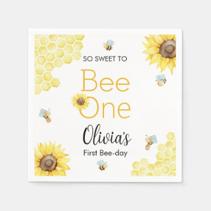 Sweet To Bee One First Bee Day Birthday Party Napkins