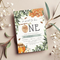 Sweet to Bee One | First Birthday Party Invitation