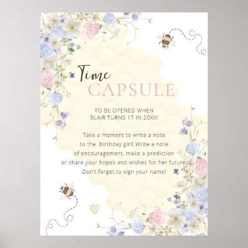 Sweet To Bee One First Birthday Time Capsule Poster