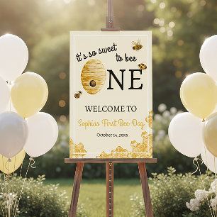 Sweet To Bee One First Birthday Watercolor Bees Foam Board