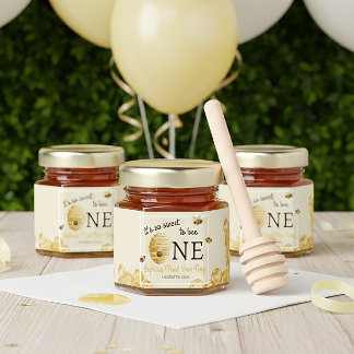 Sweet To Bee One First Birthday Watercolor Bees Honey Jar Favors