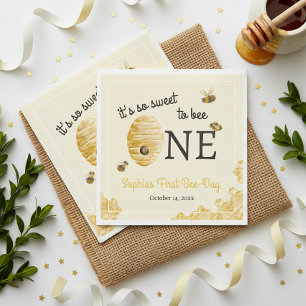 Sweet To Bee One First Birthday Watercolor Bees Napkins