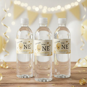 Sweet To Bee One First Birthday Watercolor Bees Water Bottle Label