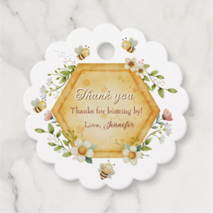 Sweet to Bee One Floral Honeycomb Favor Tags