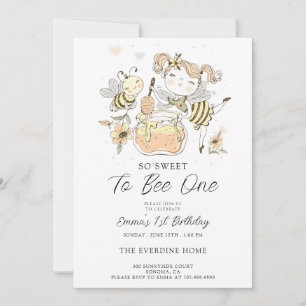 Sweet To Bee One Honey 1st Birthday Invitation