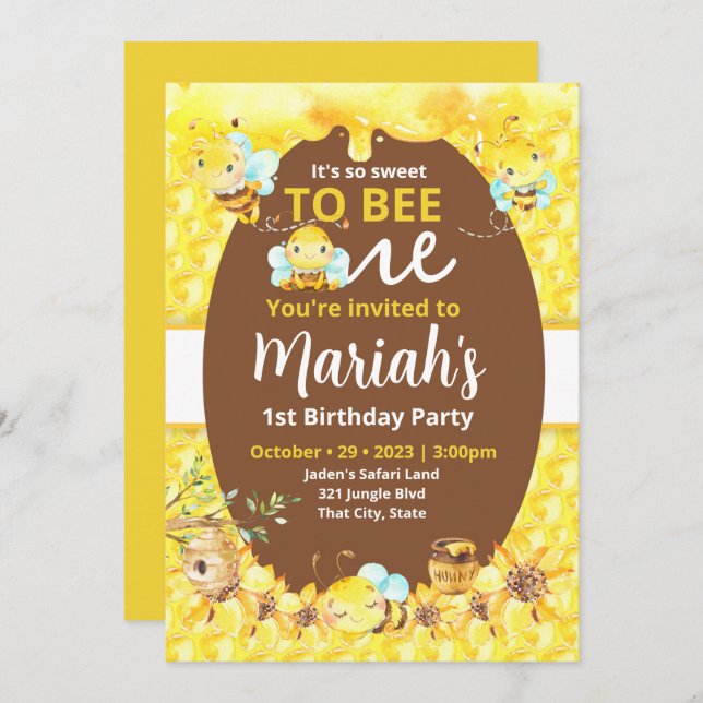 Sweet to bee one invitation (Front/Back)