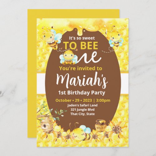 Sweet to bee one invitation