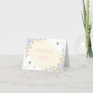 Sweet To Bee One Pastel First Birthday Letterpress Thank You Card