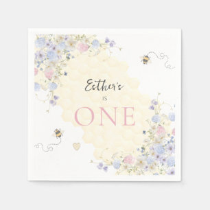 Sweet To Bee One Pastel First Birthday Napkins