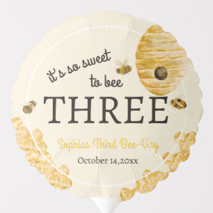 Sweet To Bee Three Third Birthday Bees Honeycomb Balloon