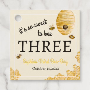 Sweet To Bee Three Third Birthday Bees Honeycomb Favor Tags