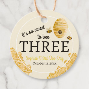 Sweet To Bee Three Third Birthday Bees Honeycomb Favor Tags
