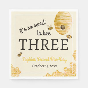 Sweet To Bee Three Third Birthday Bees Honeycomb Napkins