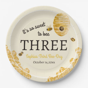Sweet To Bee Three Third Birthday Bees Honeycomb Paper Plates