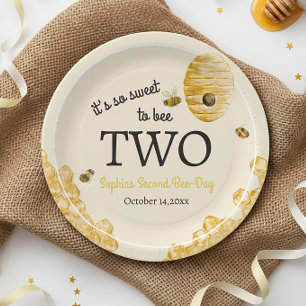 Sweet To Bee Two Second Birthday Bees Honeycomb Paper Plates
