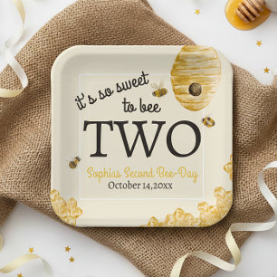 Sweet To Bee Two Second Birthday Bees Honeycomb Paper Plates