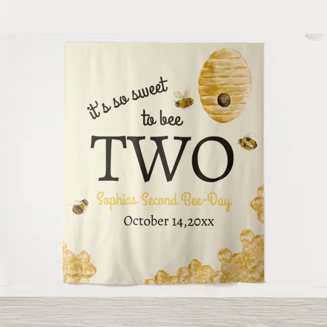Sweet To Bee Two Second Birthday Bees Honeycomb Tapestry | Zazzle