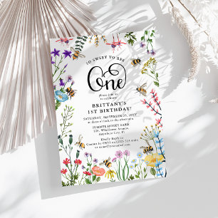 'Sweet to Bee' Wildflower & BumbleBee 1st Birthday Invitation