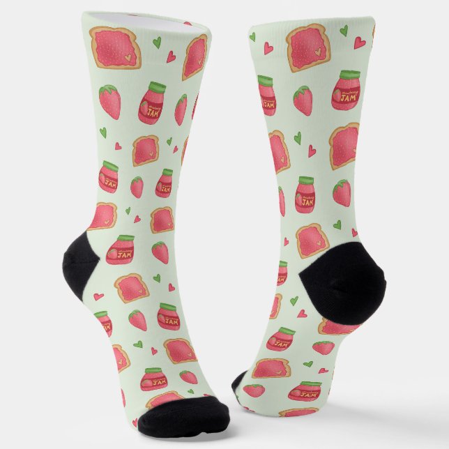 Sweet Toast and Strawberry Jam Socks (Angled)