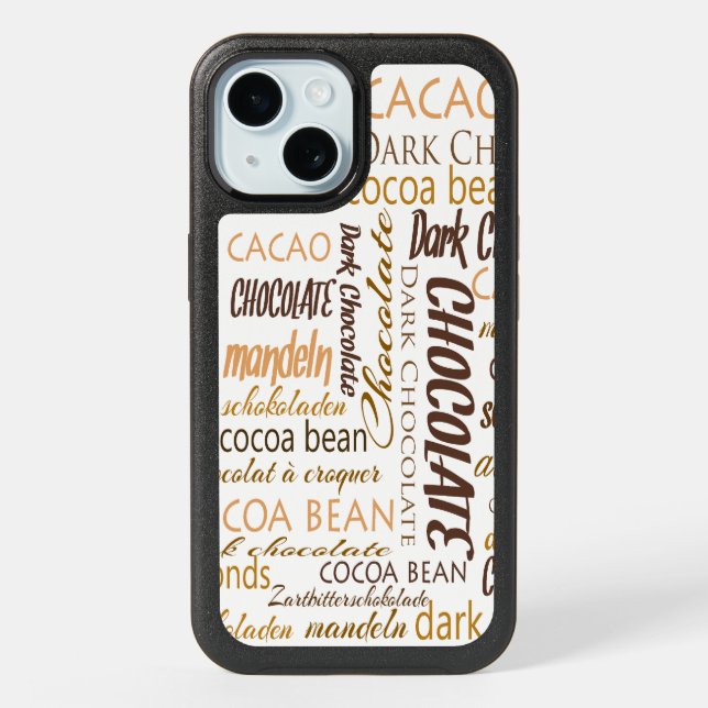 Sweet Tooth Chocolate Lover Typography Word Cloud iPhone 15 Case (Back)