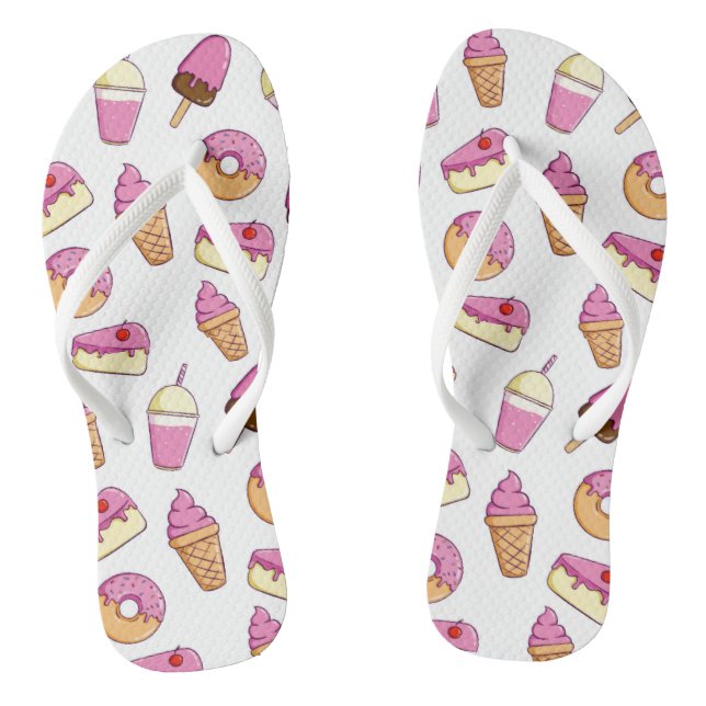 Sweet Tooth Dessert Pattern  Flip Flops (Footbed)