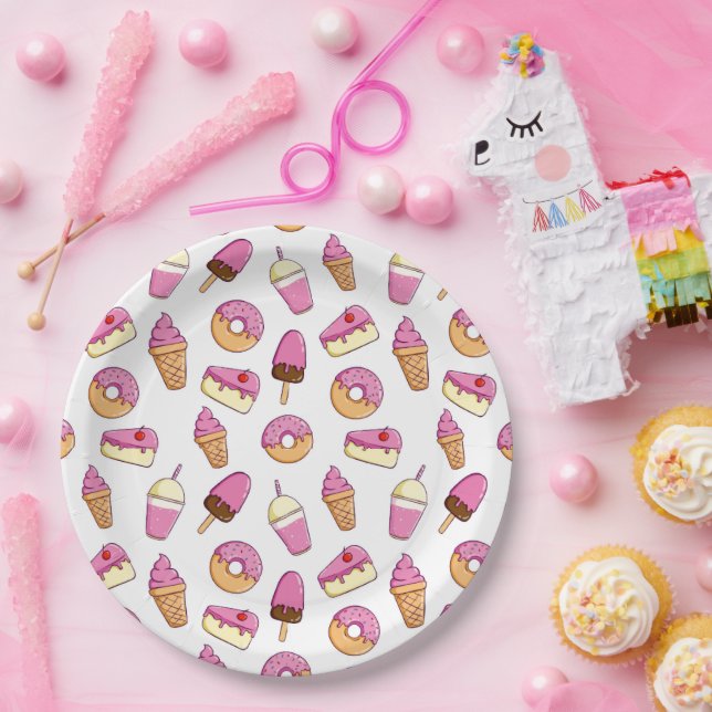 Sweet Tooth Dessert Pattern Paper Plates (Party)