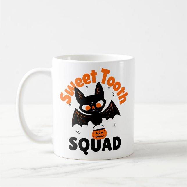 Sweet Tooth Squad Halloween Mug – Bat with Pumpkin (Left)