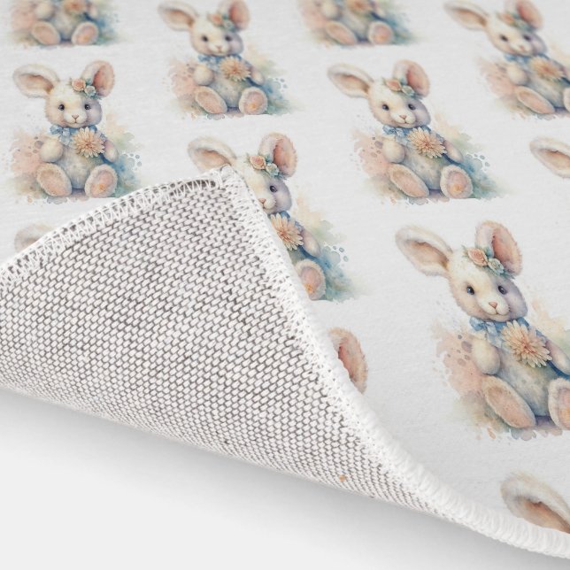 Sweet Toy Bunny Rabbit Pattern Childs Playroom Rug (Indoor)