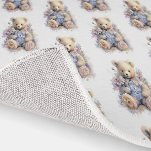 Sweet Toy Teddy Bear Pattern Childs Playroom Rug