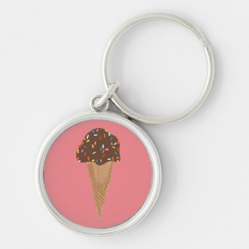 Sweet Treat Chocolate Ice Cream Cone w Sprinkles Keychain