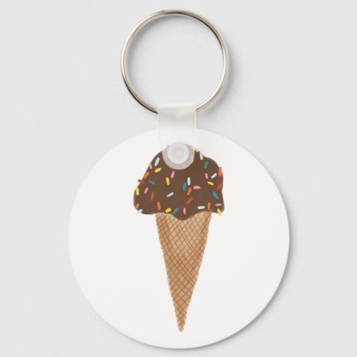 Sweet Treat Chocolate Ice Cream Cone w Sprinkles Keychain
