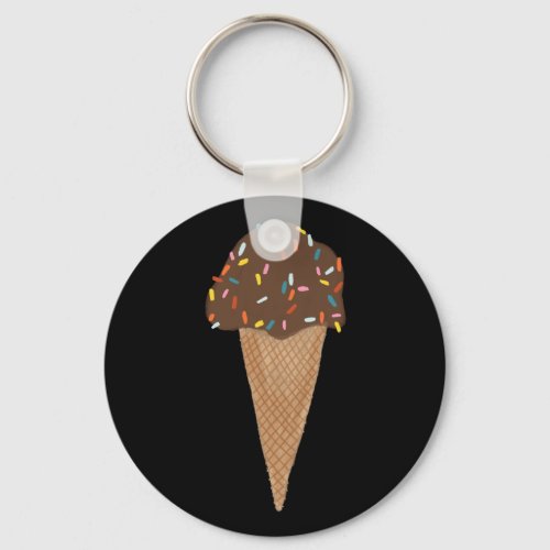 Sweet Treat Chocolate Ice Cream Cone w Sprinkles Keychain