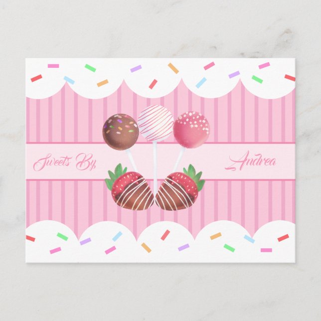 Sweet Treat Chocolate Strawberries And Cake Pops Postcard (Front)