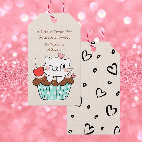 Sweet Treat Cupcake Cat Valentines Day Gift Tags