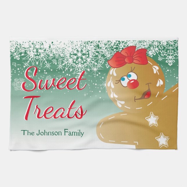 Sweet Treat Gingerbread Man Kitchen Towel (Horizontal)