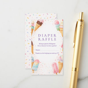 Sweet Treat Ice Cream Baby Shower Diaper Raffle Enclosure Card