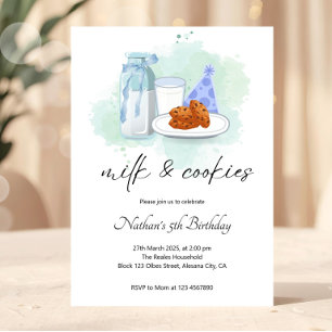 Sweet Treat Milk & Cookies Birthday Invitation