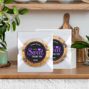 Sweet Treat Purple & Black Thank You Stickers