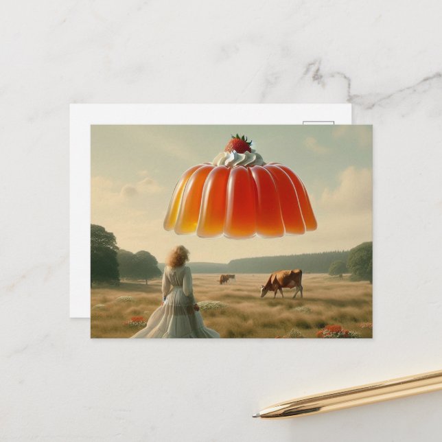 Sweet Treat UFO with whipped cream and strawberry Postcard (Front/Back In Situ)