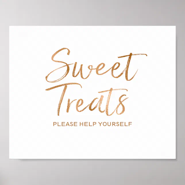 Sweet Treats 8x10 Stylish Rose Gold Wedding Sign | Zazzle