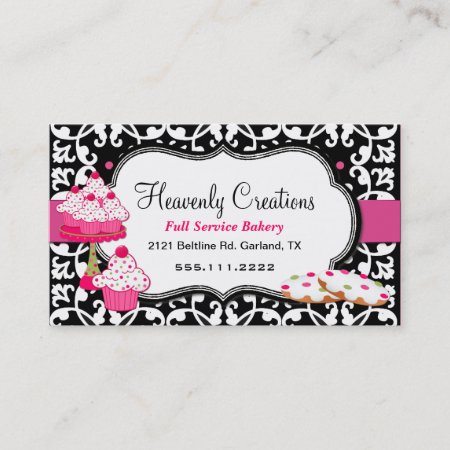 Sweet Treats And Damask Bakery Business Card