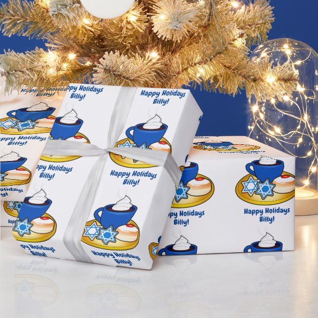 Sweet Treats at Hanukkah Name Customizable Wrapping Paper (Holidays)