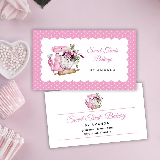 Sweet Treats Bakery Pink Business Card (Creator Uploaded)