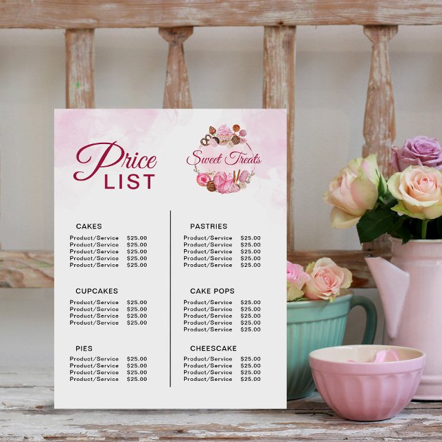 Sweet Treats Bakery Price List (Creator Uploaded)