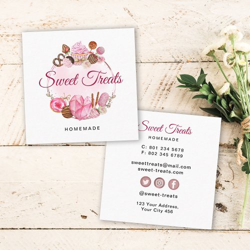 Sweet Treats Bakery Square Business Card