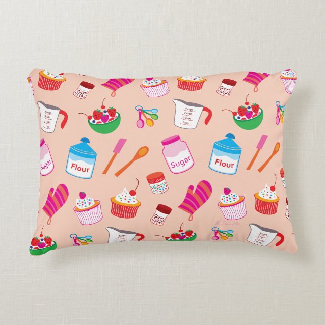 Sweet Treats Baking Pattern Accent Pillow (Front)