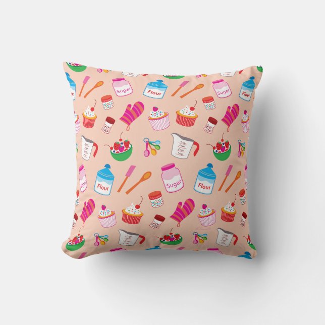Sweet Treats Baking Pattern Throw Pillow (Front)