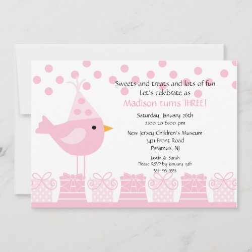 Sweet Treats Birdie Birthday Invitation
