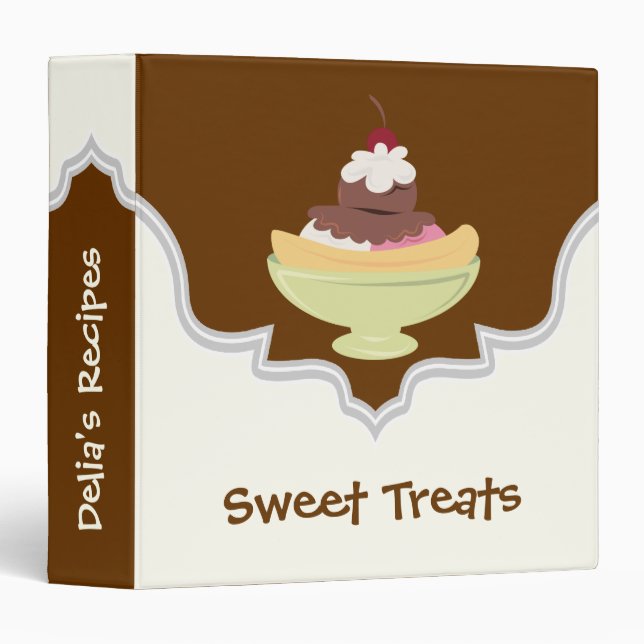 Sweet Treats brown, ivory recipe binder (Front/Spine)